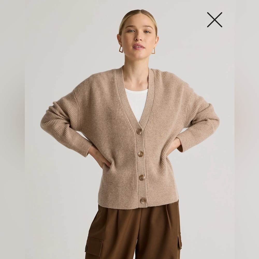 Quince Warm Brown Knit Cardigan